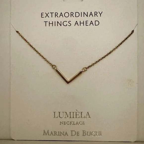 Lumuiela V-Bar Silver Gold-Tone Necklace, 50cm 15” nickel-free - Picture 1 of 2